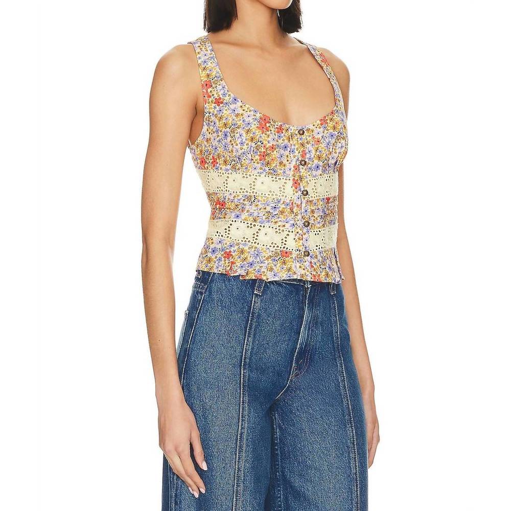 NEW FREE PEOPLE kiana lace tank in coral combo - Picture 2 of 3